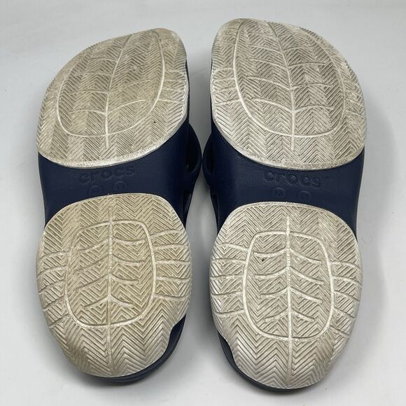 Crocs Swiftwater Deck Thong Sandals Mens 11 Blue Slip On Flip Flops Comfort - Picture 11 of 15